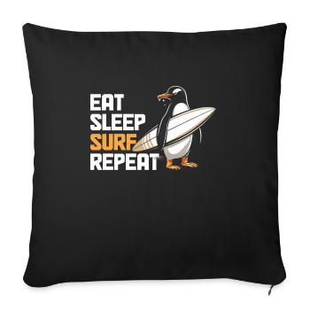 Surfing Eat Sleep Penguin Surfer Gift - Sofa pillowcase 17,3'' x 17,3'' (45 x 45 cm) - black - Front