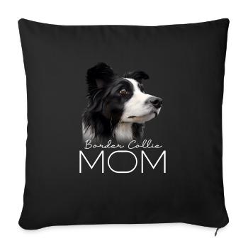 Maman Border Collie - Housse de coussin décorative 45 x 45 cm - noir - Devant