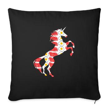 Bacon And Eggs Unicorn T-Shirt Breakfast Meals - Sofa pillowcase 17,3'' x 17,3'' (45 x 45 cm) - black - Front