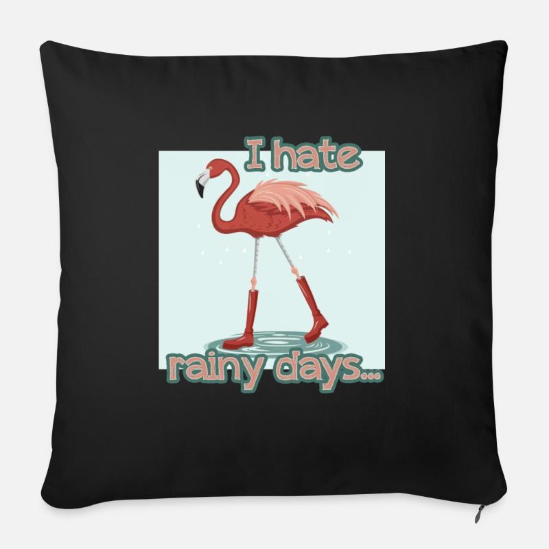 FLAMINGO - REGEN - RETRO - Sofakissenbezug 45 x 45 cm - Schwarz