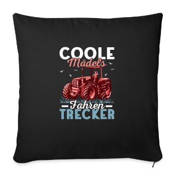 Cool girls driving tractor farmer's wife farm - Sofa pillowcase 17,3'' x 17,3'' (45 x 45 cm) - black - Front