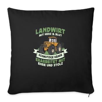 Farmer with Heart & Blood Farm Farmer - Sofa pillowcase 17,3'' x 17,3'' (45 x 45 cm) - black - Front
