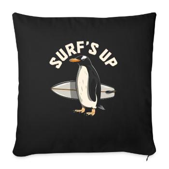 Penguin Surfing Vintage Surfer Gift - Sofa pillowcase 17,3'' x 17,3'' (45 x 45 cm) - black - Front