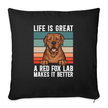 Fuchsroter Labrador Retriever Fox Red Labrador - Sofakissenbezug 45 x 45 cm - Schwarz - Vorne
