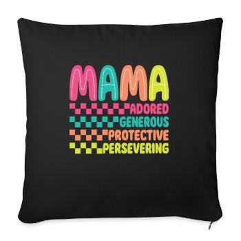 Rétro à carreaux Mama Mom Fête des mères - Housse de coussin décorative 45 x 45 cm - noir - Devant