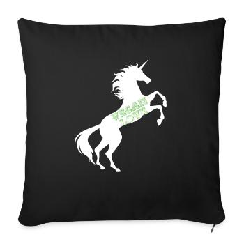 Licorne Vegan Love T-Shirt Végétarien Jeu de mots magique - Housse de coussin décorative 45 x 45 cm - noir - Devant