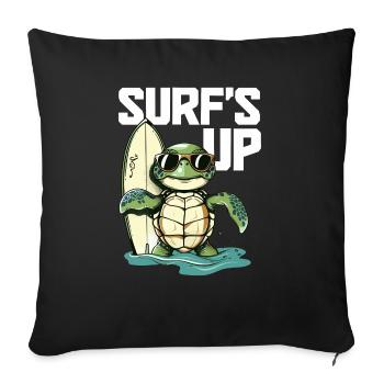 Surfing Turtle Surfer Gift - Sofa pillowcase 17,3'' x 17,3'' (45 x 45 cm) - black - Front