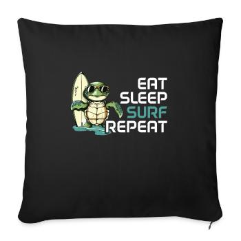 Eat Sleep Surf Repeat Turtle - Sofa pillowcase 17,3'' x 17,3'' (45 x 45 cm) - black - Front