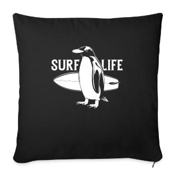 Surfing Penguin Vintage Surfer Gift - Sofa pillowcase 17,3'' x 17,3'' (45 x 45 cm) - black - Front