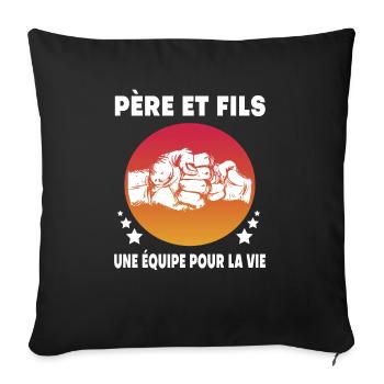 Father and Son Retro Vintage Dad Shot Point - Sofa pillowcase 17,3'' x 17,3'' (45 x 45 cm) - black - Front