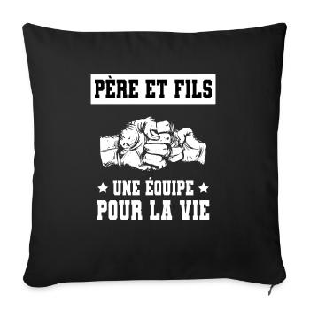 Coup de point vater und sohn duo mann papa - Sofakissenbezug 45 x 45 cm - Schwarz - Vorne