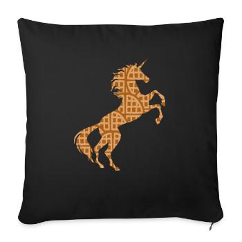 Licorne gaufre motif symbole T-shirt gaufres jeu de mots - Housse de coussin décorative 45 x 45 cm - noir - Devant