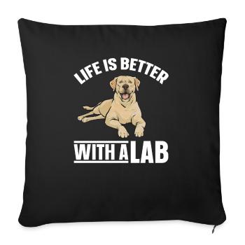 Labrador Retriever jaune - Housse de coussin décorative 45 x 45 cm - noir - Devant