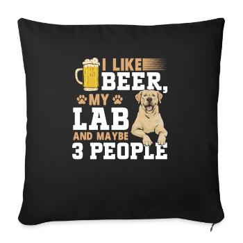 Labrador Retriever jaune - Housse de coussin décorative 45 x 45 cm - noir - Devant