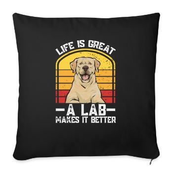 Labrador Retriever jaune - Housse de coussin décorative 45 x 45 cm - noir - Devant