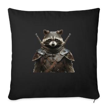 Chevalier raton laveur médiéval - Housse de coussin décorative 45 x 45 cm - noir - Devant
