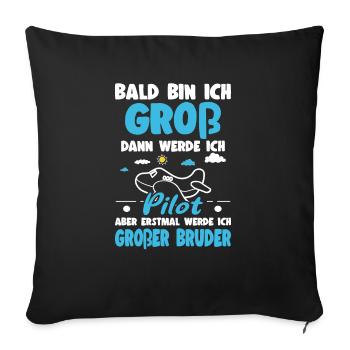 Announcing offspring will be big brother airplane - Sofa pillowcase 17,3'' x 17,3'' (45 x 45 cm) - black - Front