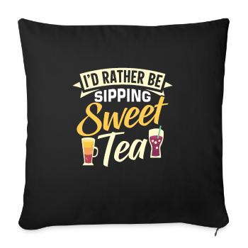 Thé sucré - Housse de coussin décorative 45 x 45 cm - noir - Devant