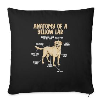 Labrador Retriever jaune - Housse de coussin décorative 45 x 45 cm - noir - Devant