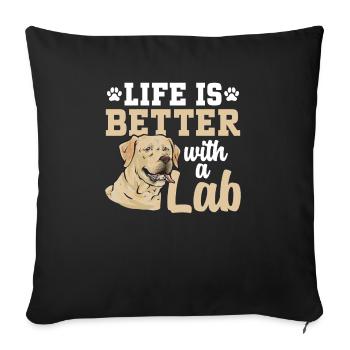 Labrador Retriever jaune - Housse de coussin décorative 45 x 45 cm - noir - Devant