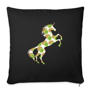 T-shirt licorne kiwi jeu de mots chinois groseille à maquereau - Housse de coussin décorative 45 x 45 cm - noir - Devant