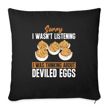 Gefüllte Eier Deviled Eggs - Sofakissenbezug 45 x 45 cm - Schwarz - Vorne