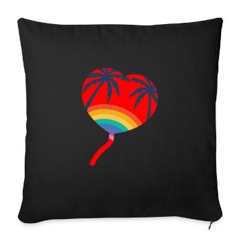 Rainbow Heart Balloon. Colorful and hipster - Sofa pillowcase 17,3'' x 17,3'' (45 x 45 cm) - black - Front