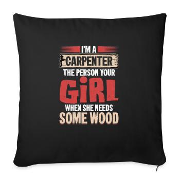 Charmant menuisier - là pour tous vos besoins en bois - Housse de coussin décorative 45 x 45 cm - noir - Devant