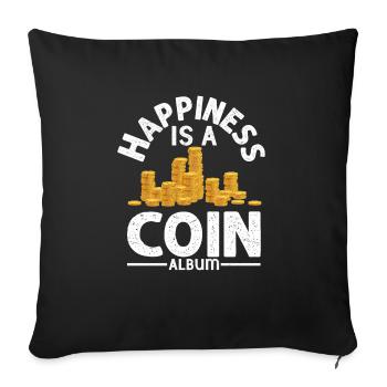 Coin Album contentment : Fierté du numismate - Housse de coussin décorative 45 x 45 cm - noir - Devant