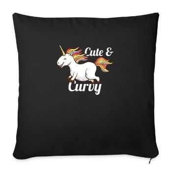 Cute & Curvy Unicorn T-Shirt - Funny Chubby Girl - Sofa pillowcase 17,3'' x 17,3'' (45 x 45 cm) - black - Front
