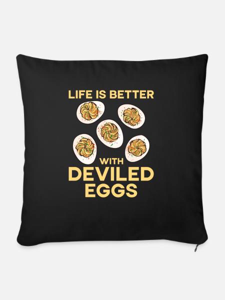 Gefüllte Eier Deviled Eggs - Sofakissenbezug 45 x 45 cm - Schwarz