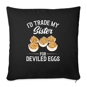 Gefüllte Eier Deviled Eggs - Sofakissenbezug 45 x 45 cm - Schwarz - Vorne