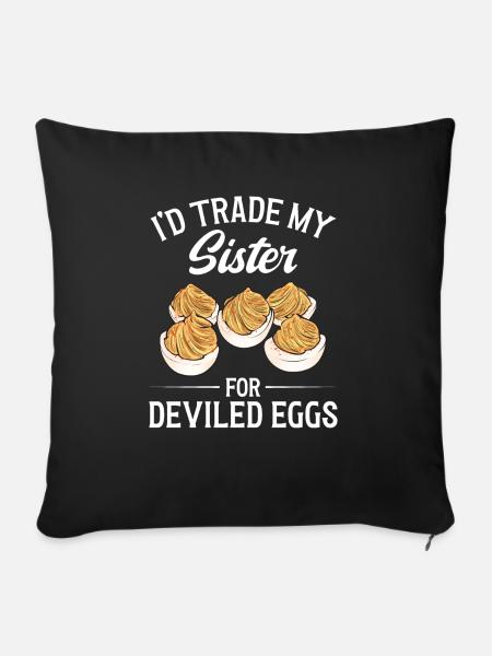 Gefüllte Eier Deviled Eggs - Sofakissenbezug 45 x 45 cm - Schwarz