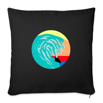 Preppy wave with shark fin - Sofa pillowcase 17,3'' x 17,3'' (45 x 45 cm) - black - Front