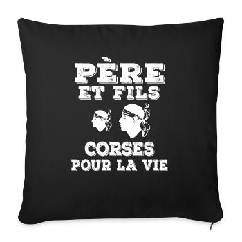 Father and son Corsican dad Corsica - Sofa pillowcase 17,3'' x 17,3'' (45 x 45 cm) - black - Front