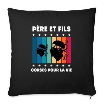 Father and son vintage Corsican dad - Sofa pillowcase 17,3'' x 17,3'' (45 x 45 cm) - black - Front