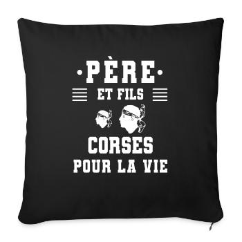 père et fils papa corse tête de maure - Housse de coussin décorative 45 x 45 cm - noir - Devant