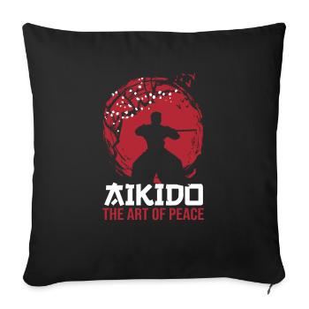 Aikido Martial Arts Gift - Sofa pillowcase 17,3'' x 17,3'' (45 x 45 cm) - black - Front