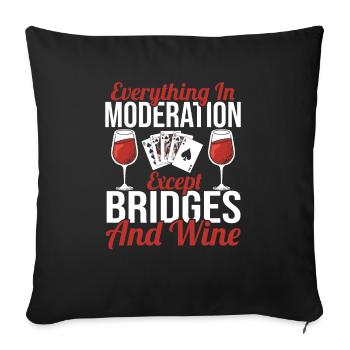 Cadeau de jeu de cartes de bridge - Housse de coussin décorative 45 x 45 cm - noir - Devant