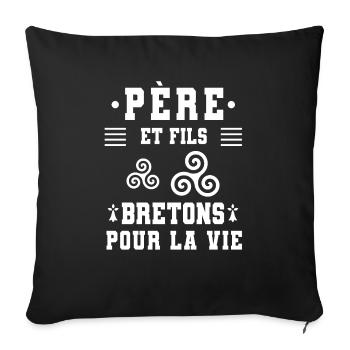 père et fils papa breton bretagne triskel - Housse de coussin décorative 45 x 45 cm - noir - Devant