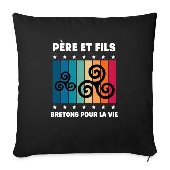 père et fils papa breton vintage bretagne - Housse de coussin décorative 45 x 45 cm - noir - Devant