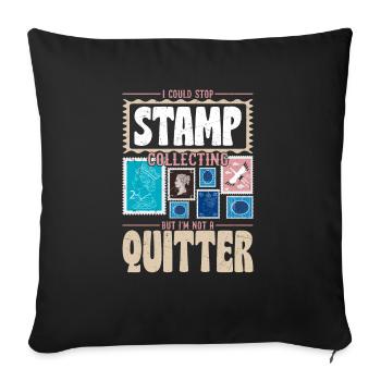 Philatéliste dévoué : ne pas abandonner, juste collectionner - Housse de coussin décorative 45 x 45 cm - noir - Devant