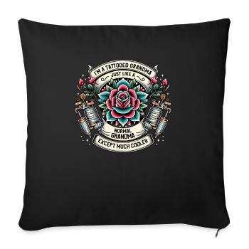 Tattooed Grandma Tattoo Tattooing Ink Tattoos - Sofa pillowcase 17,3'' x 17,3'' (45 x 45 cm) - black - Front