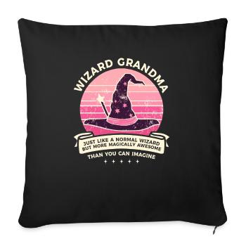Sorcier Grand-mère Petit-enfant Grand-mère - Housse de coussin décorative 45 x 45 cm - noir - Devant