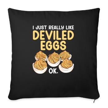 Gefüllte Eier Deviled Eggs - Sofakissenbezug 45 x 45 cm - Schwarz - Vorne