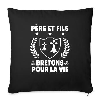 père et fils bretagne papa triskel breton - Housse de coussin décorative 45 x 45 cm - noir - Devant