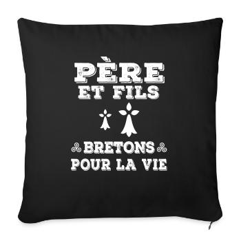 père et fils papa bretagne breton breizh - Housse de coussin décorative 45 x 45 cm - noir - Devant