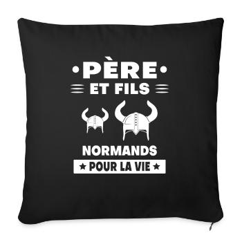 père et fils normand papa viking normandie - Housse de coussin décorative 45 x 45 cm - noir - Devant