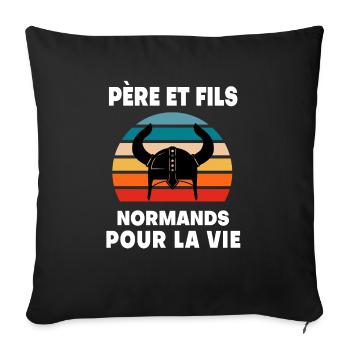 Vater und Sohn Papa Norman Normandie - Sofakissenbezug 45 x 45 cm - Schwarz - Vorne