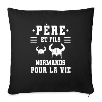 Vater und Sohn Papa Normandie Wikinger Normandie - Sofakissenbezug 45 x 45 cm - Schwarz - Vorne